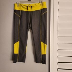 Women Medium Xersion Yellow Grey Activewear Workout Comfy Yoga Pant Like New